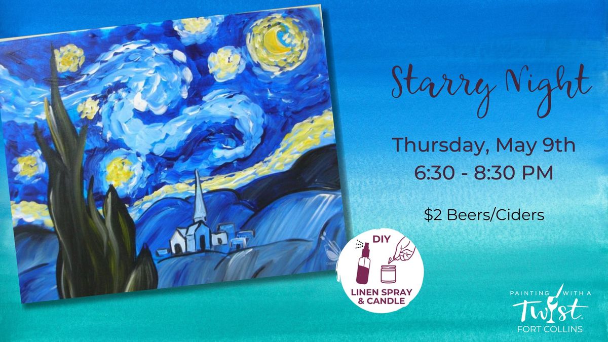 Starry Night: $2 beer\/cider, add a DIY candle!