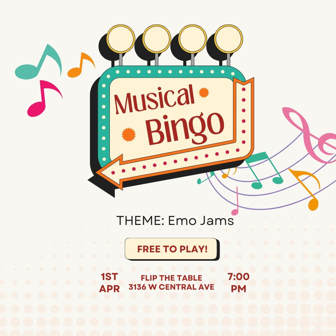 Emo Jams Musical Bingo