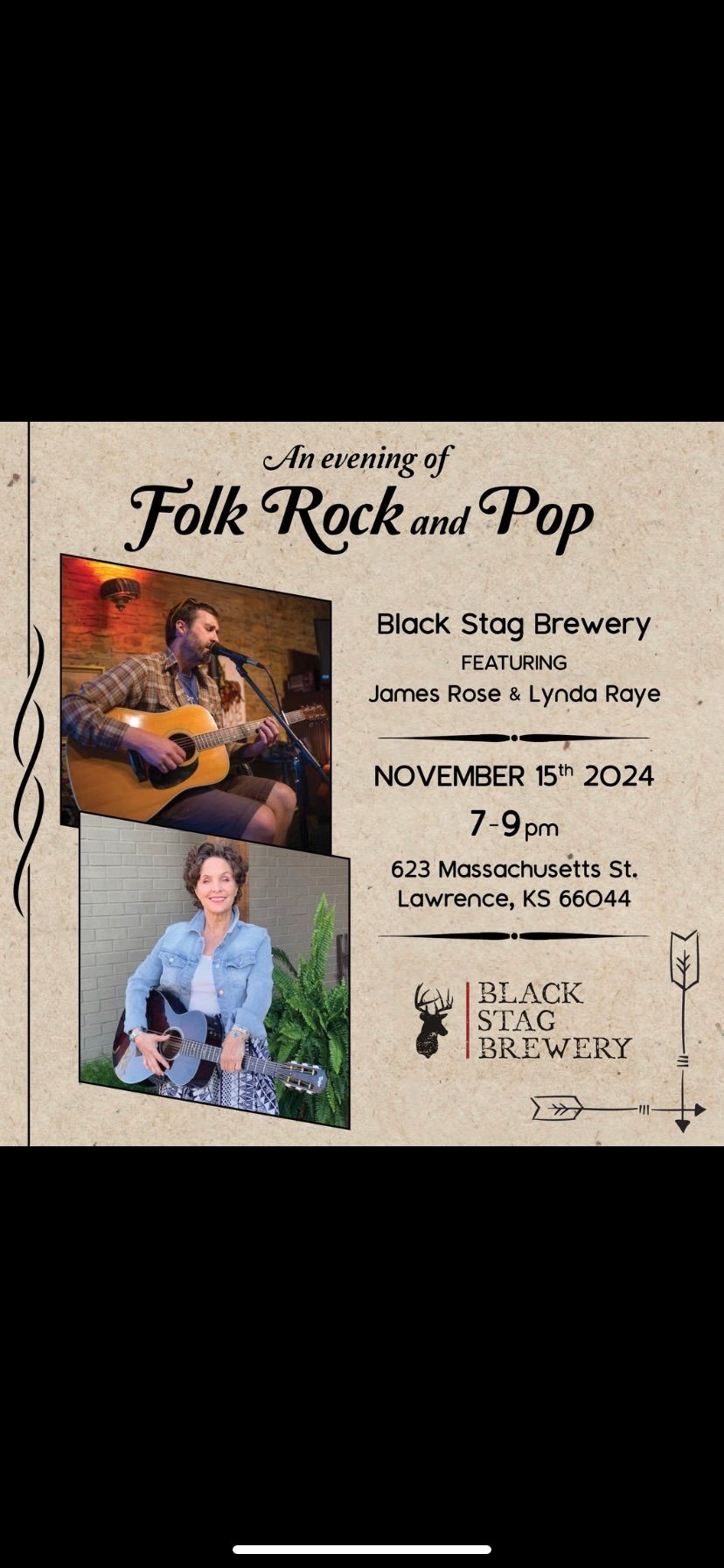 Live music w\/ Lynda and James at Black Stag Brewery 