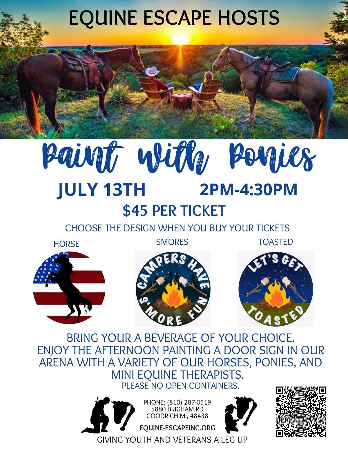 NEW DATE!!!!!!!  JULY 13     Paint with Ponies.