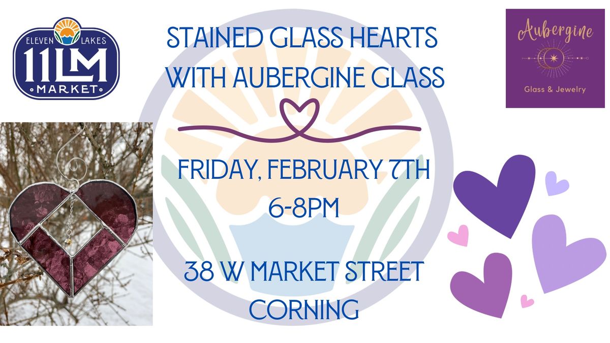 Stained Glass Heart Class with Aubergine Glass