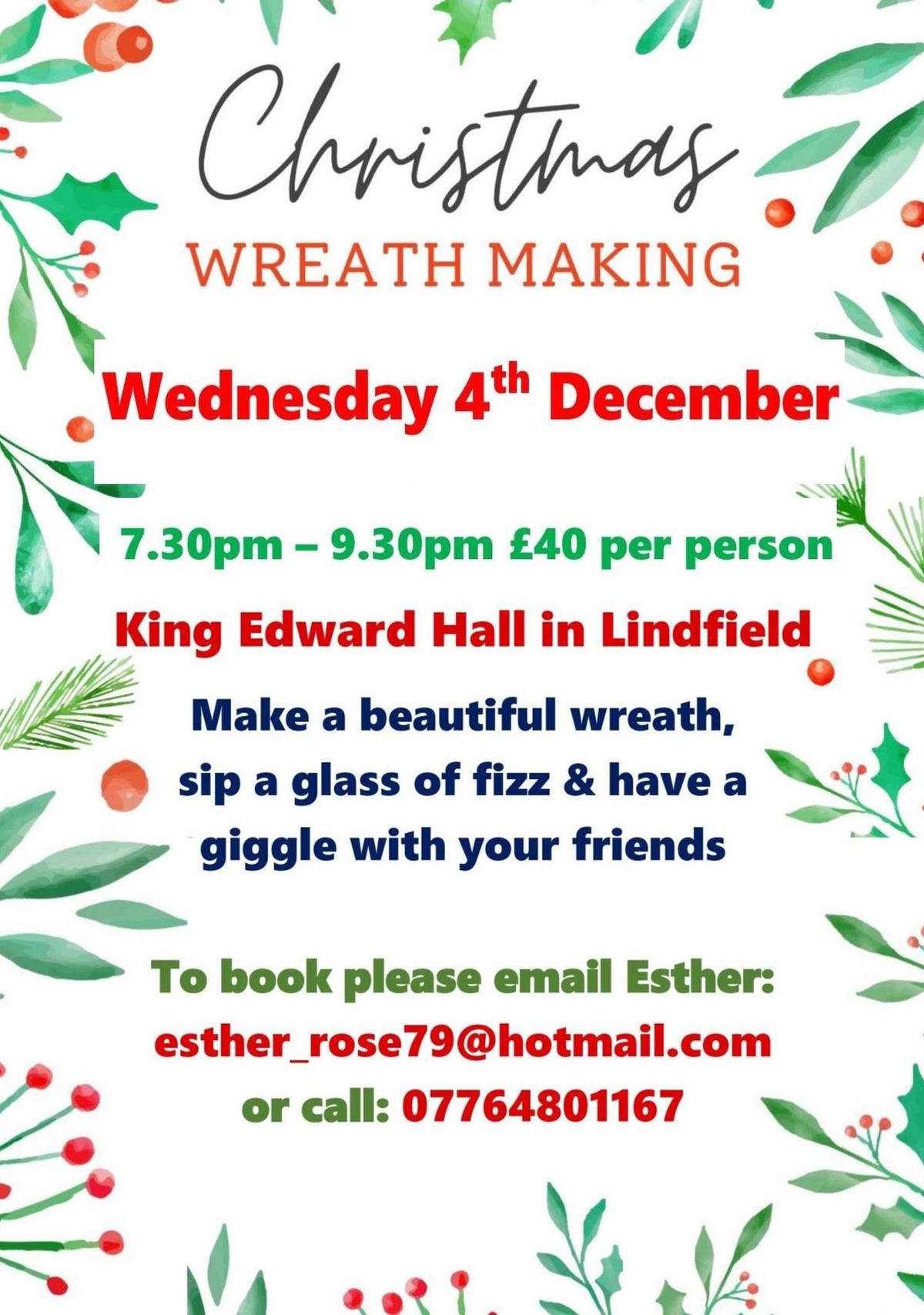 Christmas wreath making workshops