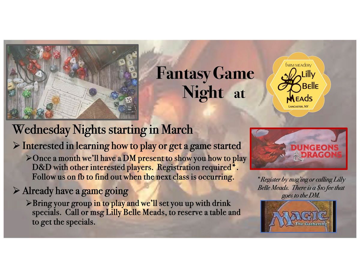 Fantasy Game Night at the Meadery