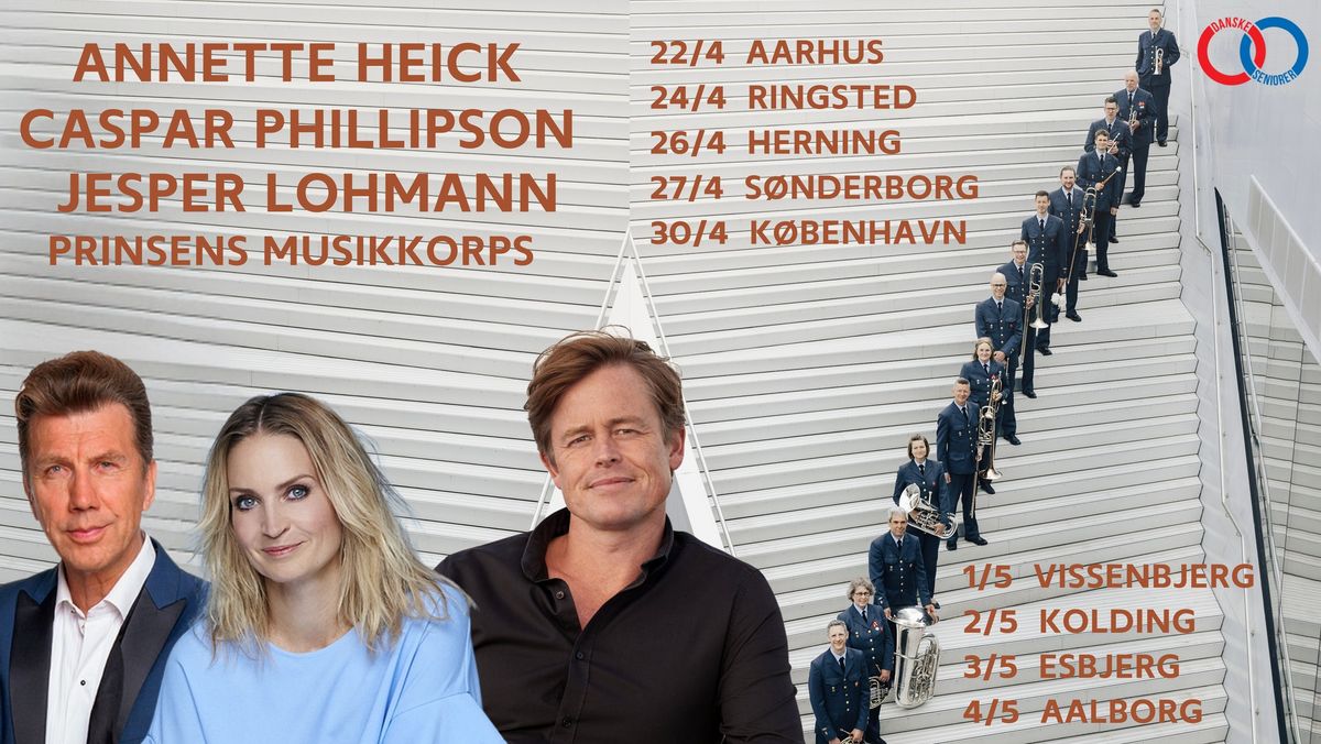 Vissenbjerg: Koncert med Annette Heick, Caspar Phillipson, Jesper Lohmann og Prinsens Musikkorps