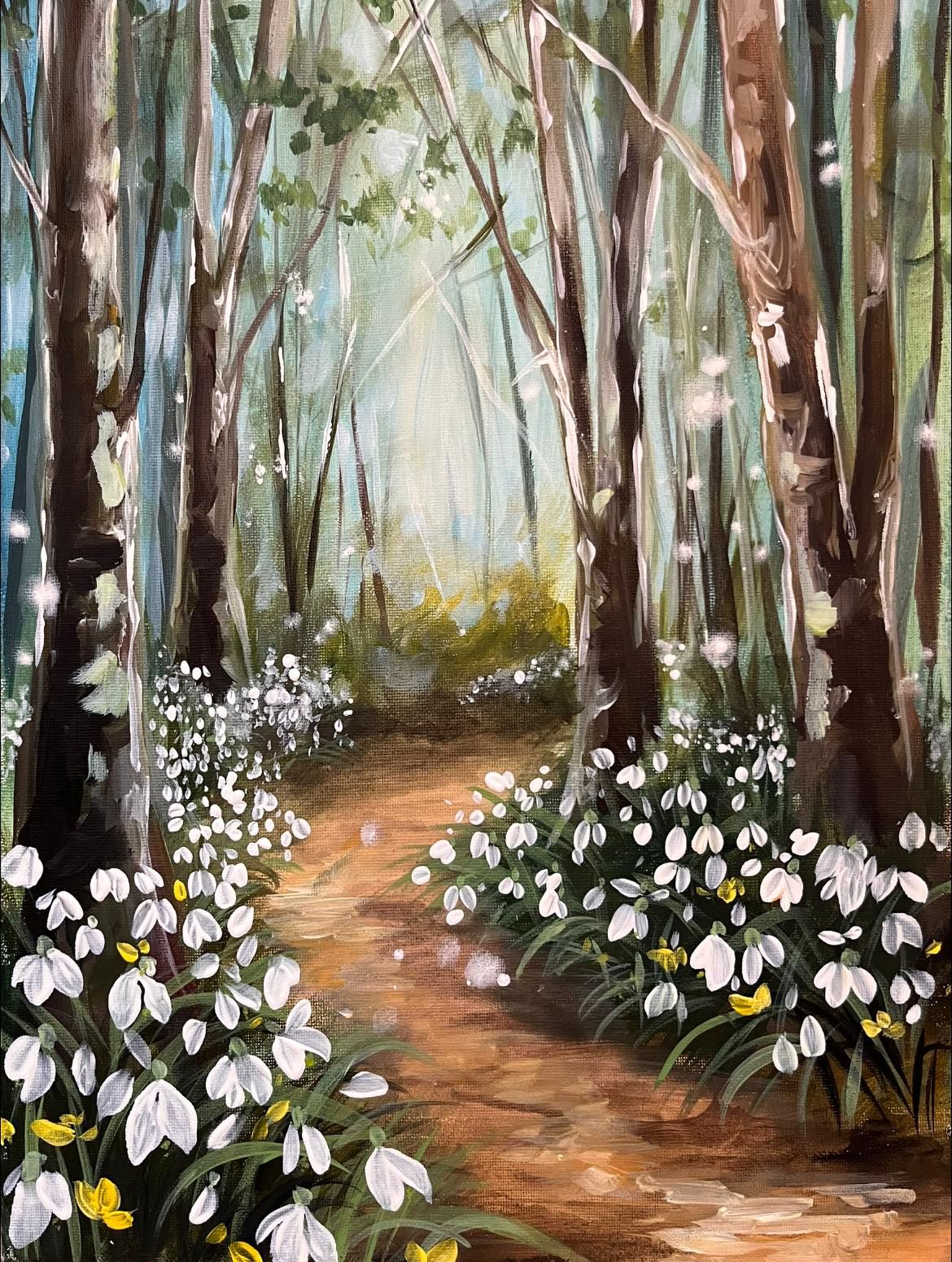 Join Brush Party with Claire to paint 'Snowdrop Spring' in Towcester