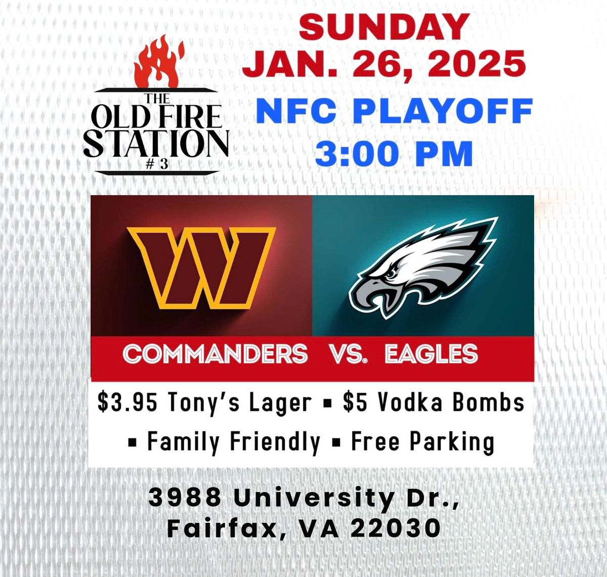 Commanders vs. Eagles Football Watch Party