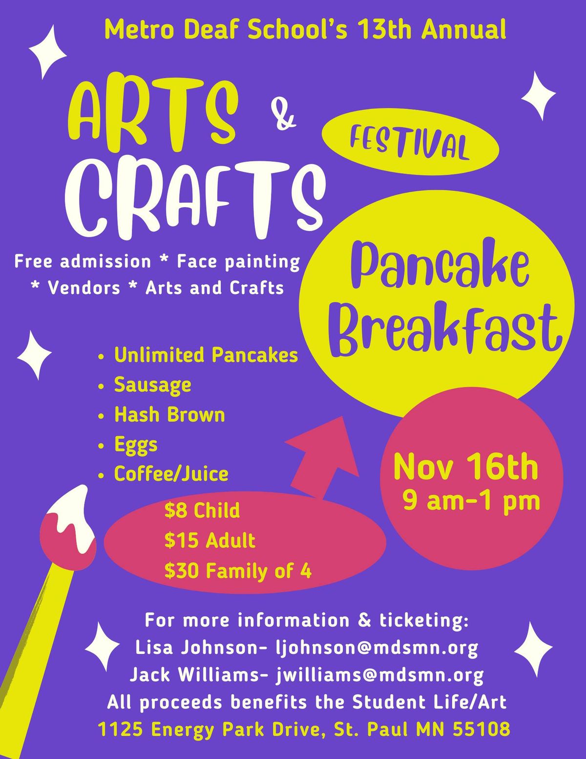 Metro Deaf School's Arts and Crafts Festival and Pancake Breakfast!