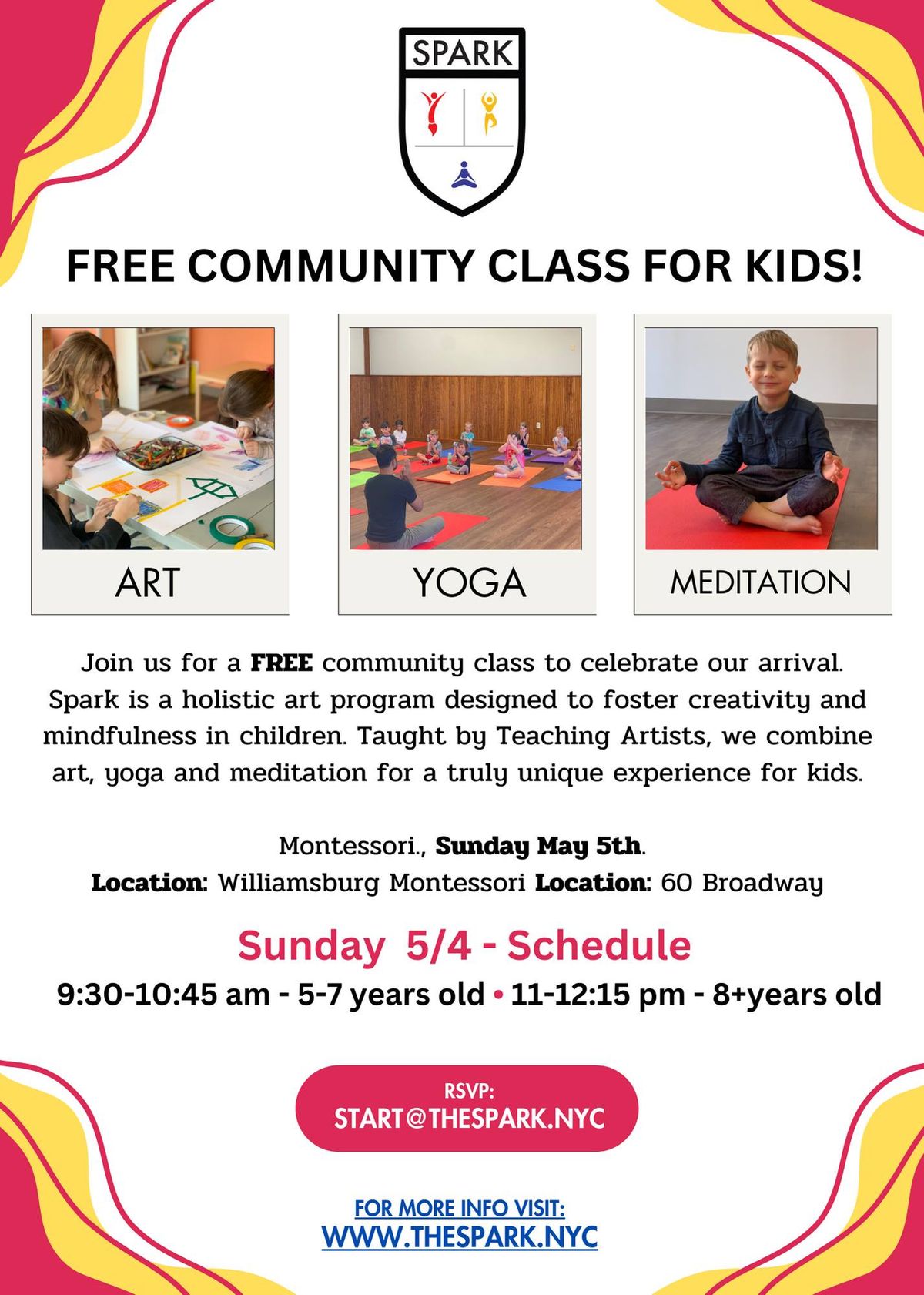Spark -  Art, Yoga and Mediation for Kids Class