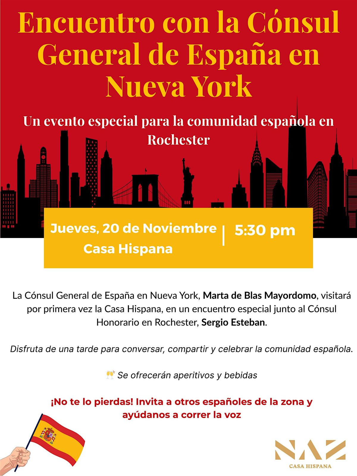 Encuentro con la C\u00f3nsul  Gral de Espa\u00f1a en NY en Rochester
