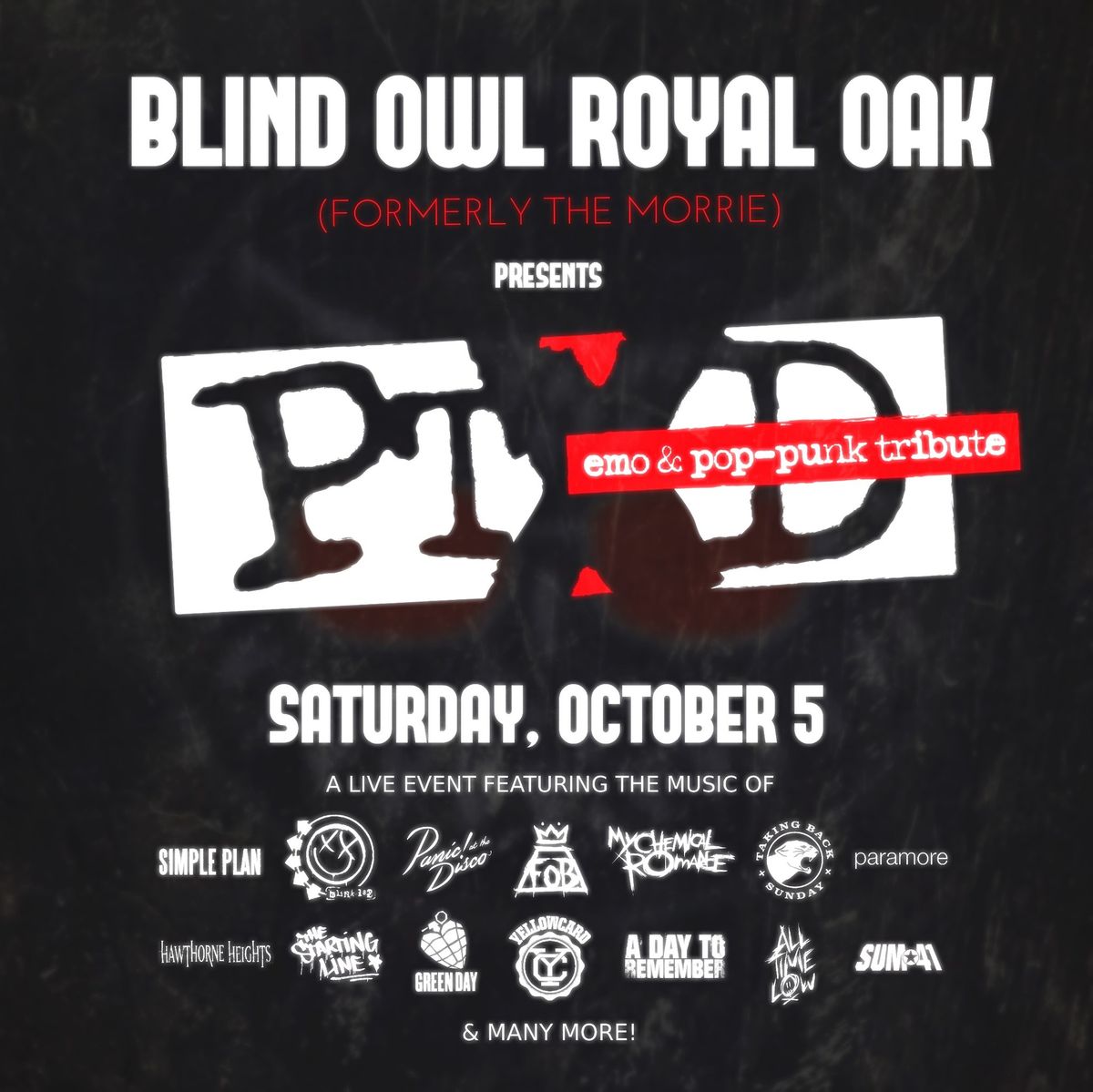 LIVE EMO NIGHT w\/ PTxD at Blind Owl Royal Oak