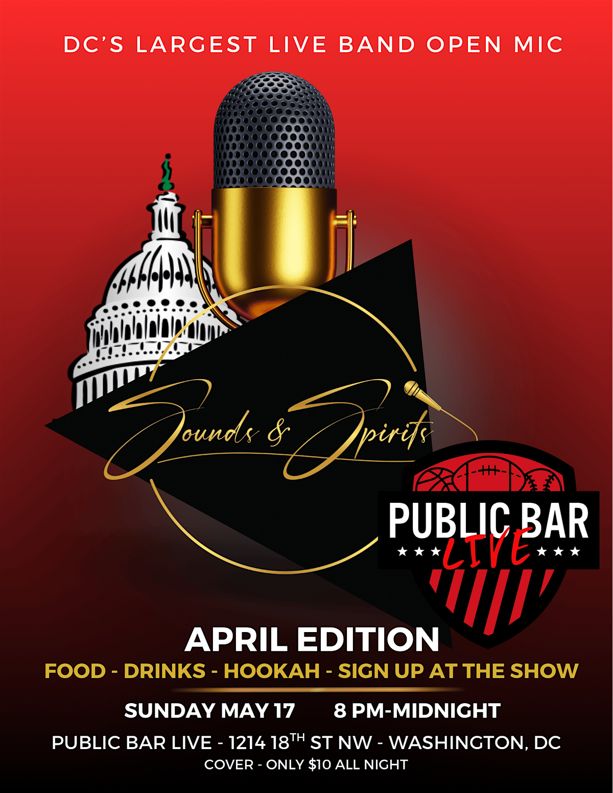 Sounds & Spirits May - DC's Largest Live Band Open Mic