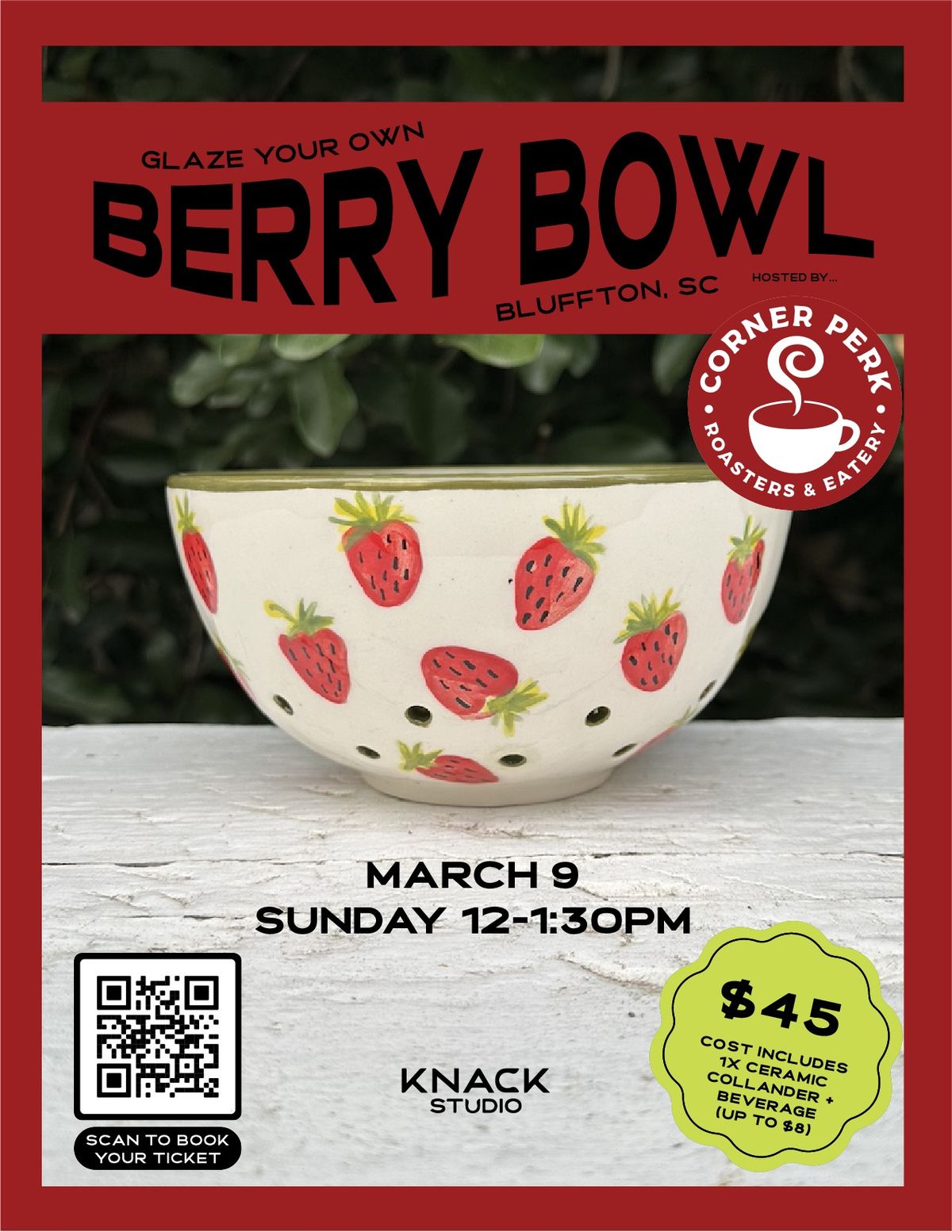 Glaze your own Berry Bowl at Corner Perk!