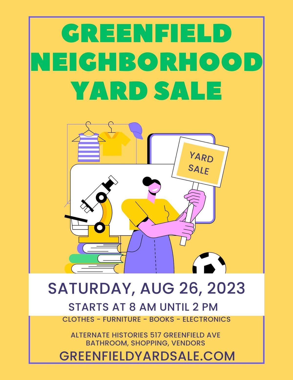  Greenfield Yard Sale and Neighborhood Block Party
