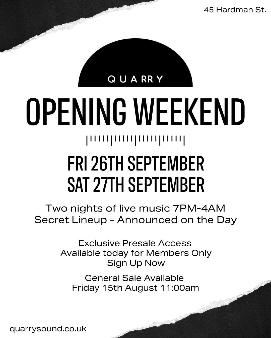 OPENING WEEKEND 26TH &amp; 27TH SEPTEMBER 