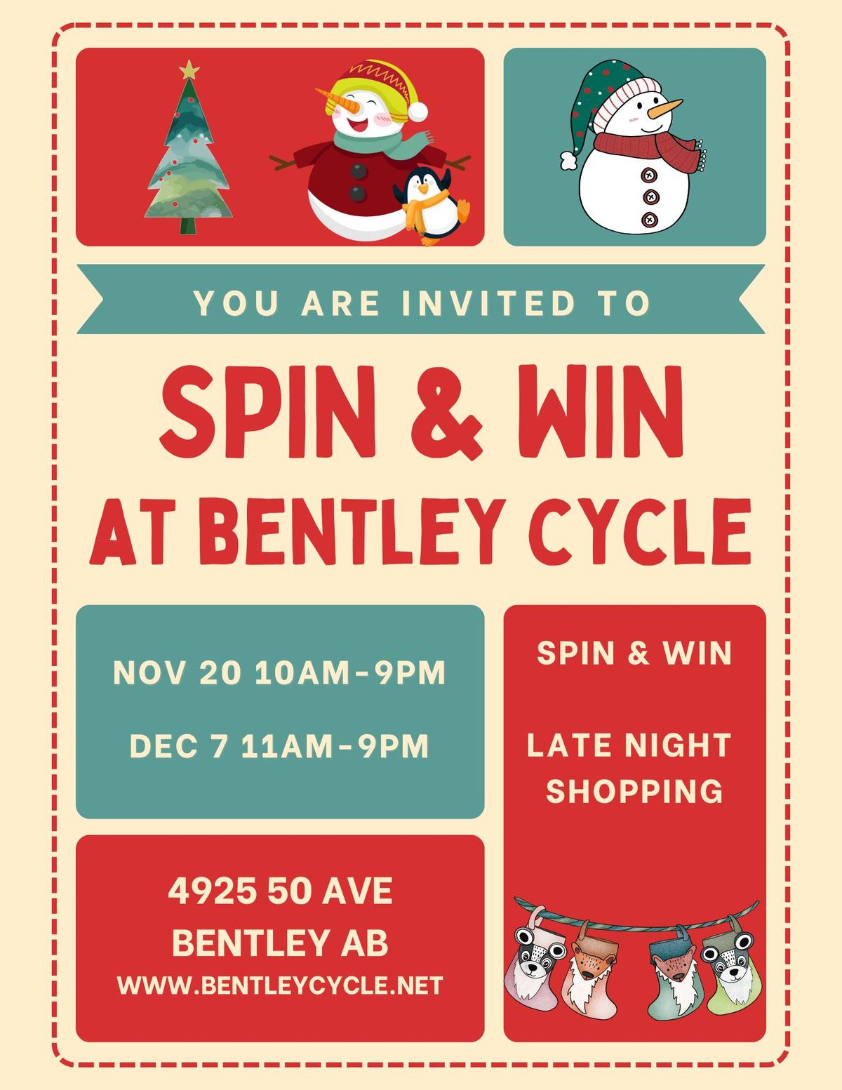 Spin to Win and Late Night Shopping at Bentley Cycle