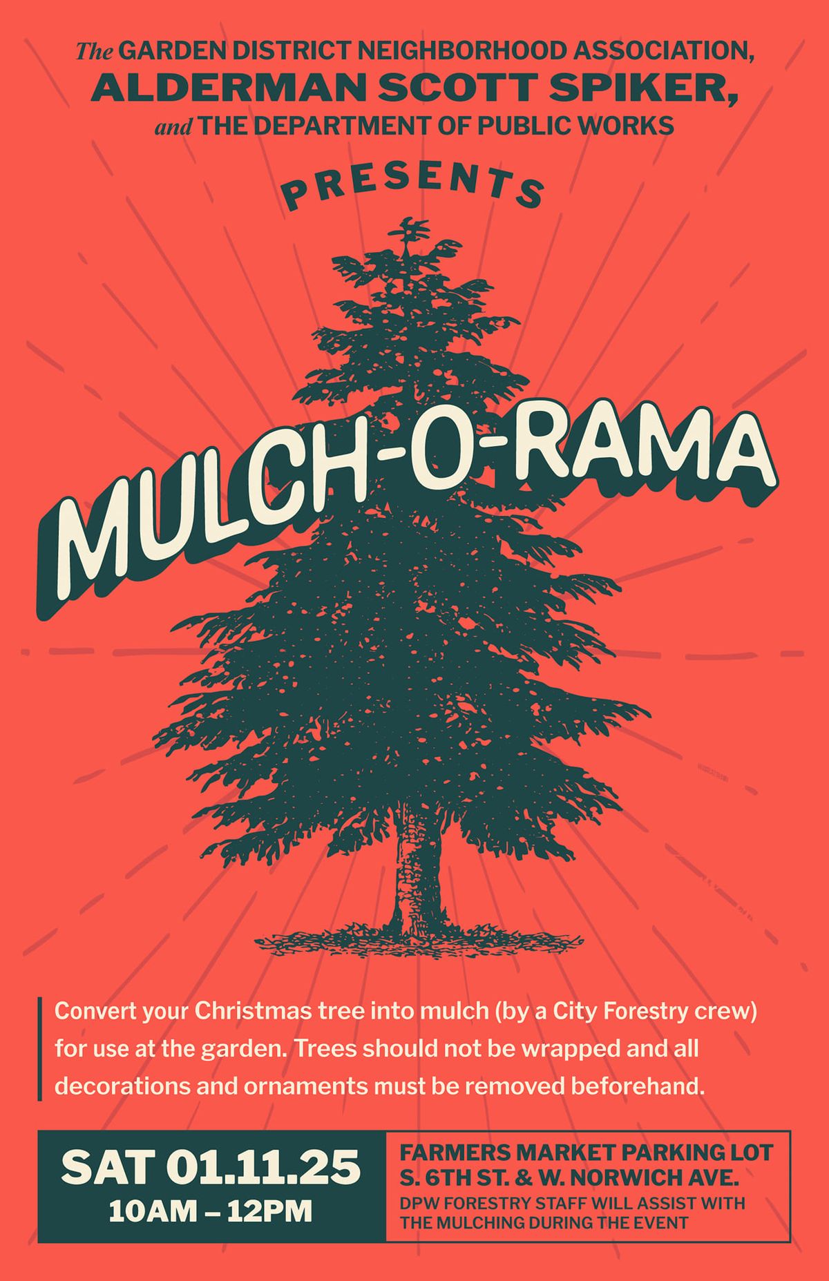 3rd Annual Tree Mulching and Non-Working Christmas Light Collection