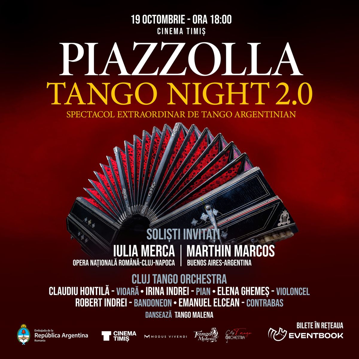 PIAZZOLLA TANGO NIGHT 2.0 ( Spectacol Extraordinar de Tango Argentinian-Timi\u0219oara)