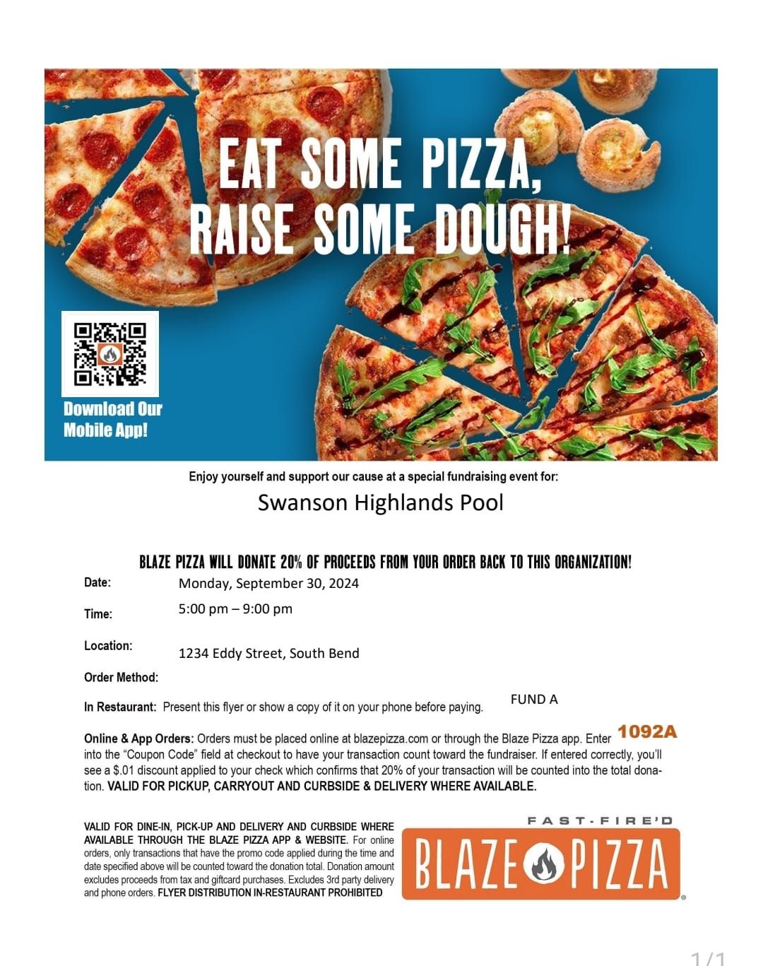 Fundraising Opportunity at Blaze Pizza