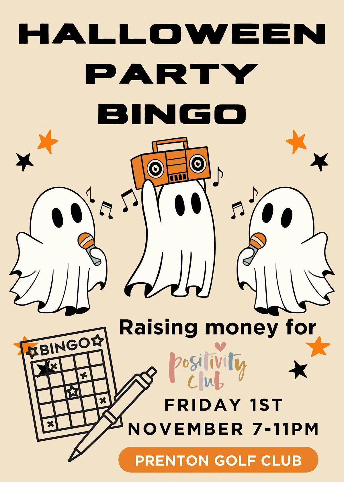 Halloween Party Bingo for Positivity Club CIC