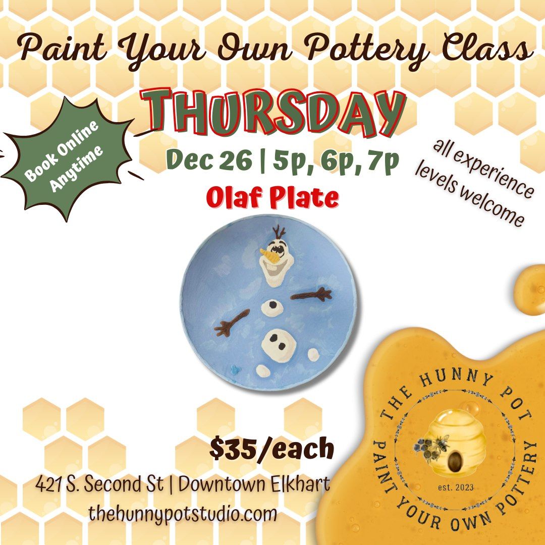 CLASS | Frozen Olaf Plate Paint Your Own Pottery