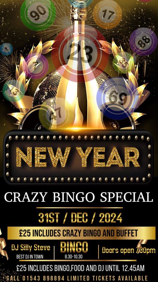 New Years Eve Crazy Bingo with Buffet (OVER 18'S ONLY)