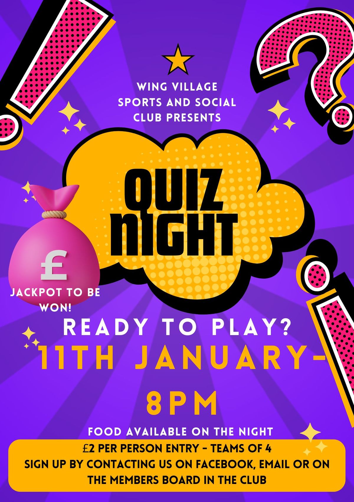 Quiz Night  - At the Club!