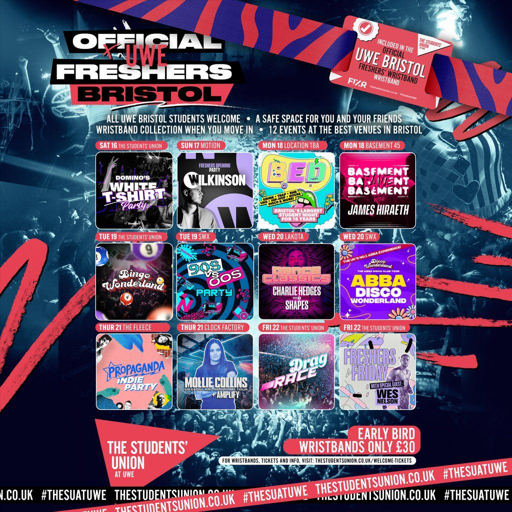 The OFFICIAL UWE Bristol Freshers' Week Wristband 2023