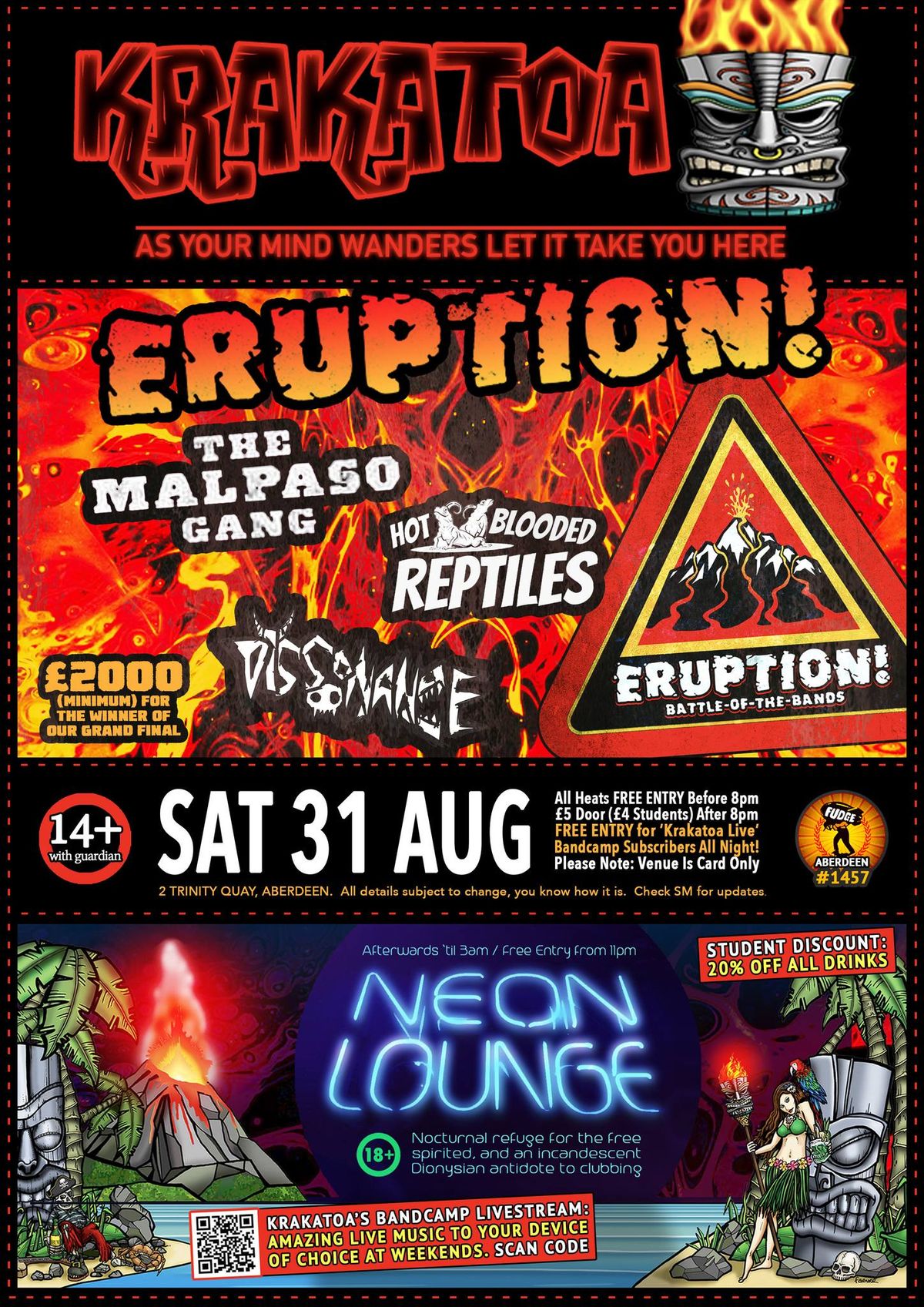 Eruption! \u00a32K BOTB - Heat - The Malpaso Gang + Hot Blooded Reptiles + Dissonance