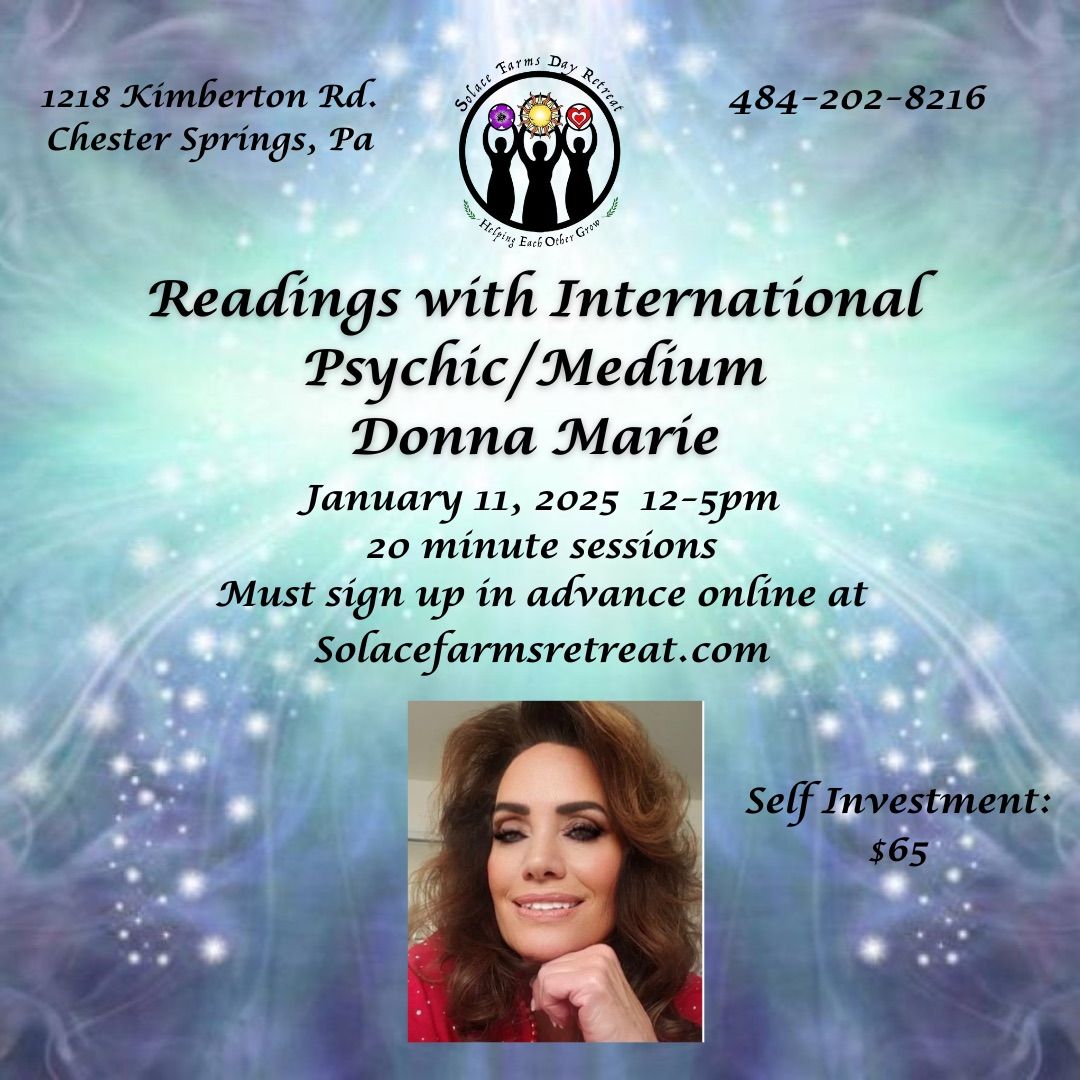 Personal sessions with Psychic\/Medium Donna Marie