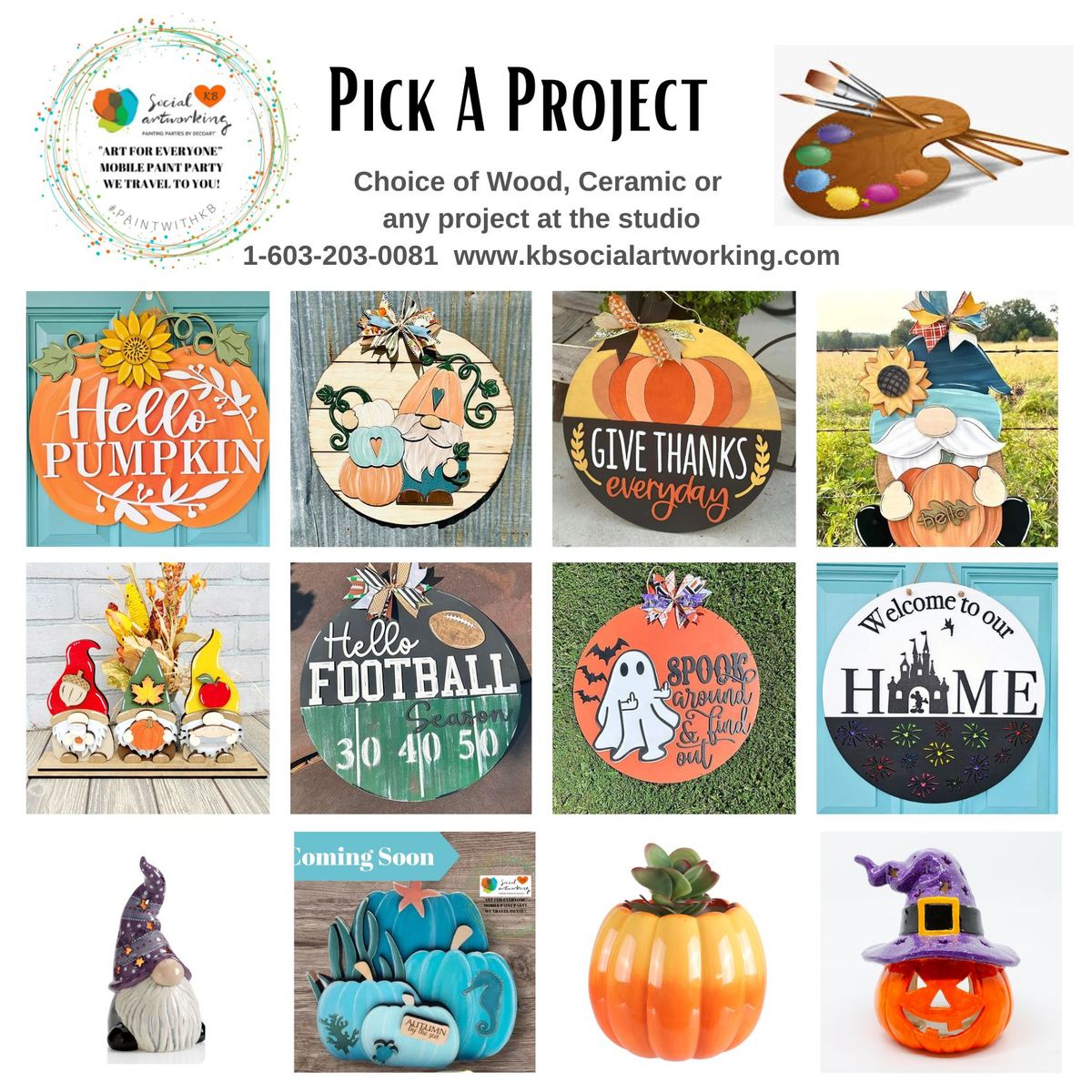 Pick a Project, Door Hangers, Ceramic or any project in Studio