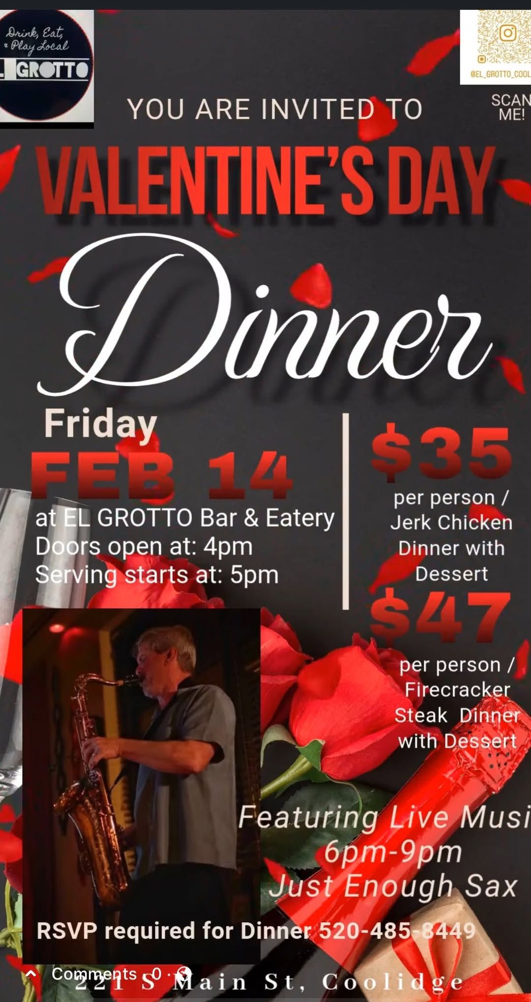 Valentines Dinner at the El Grotto