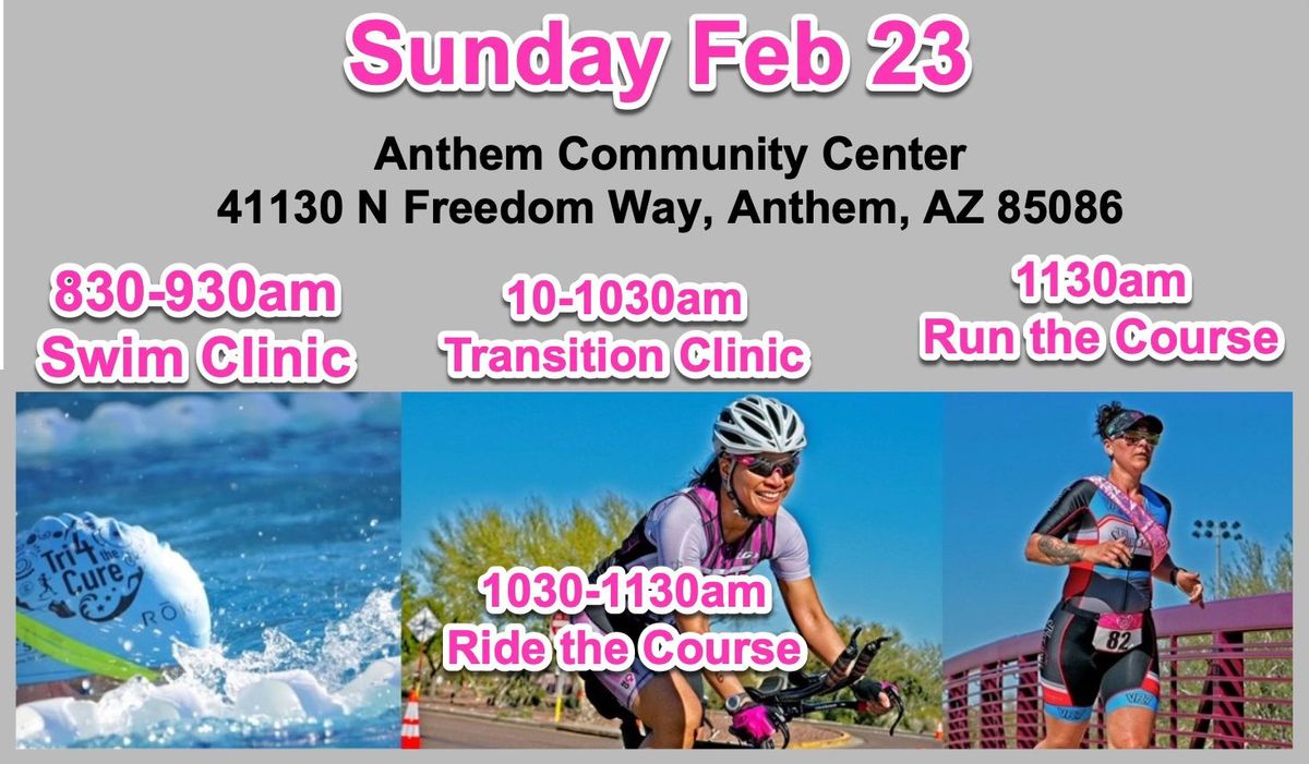 T4C Swim, Bike, Run and Transition Clinics- Feb 23- starts at 830am