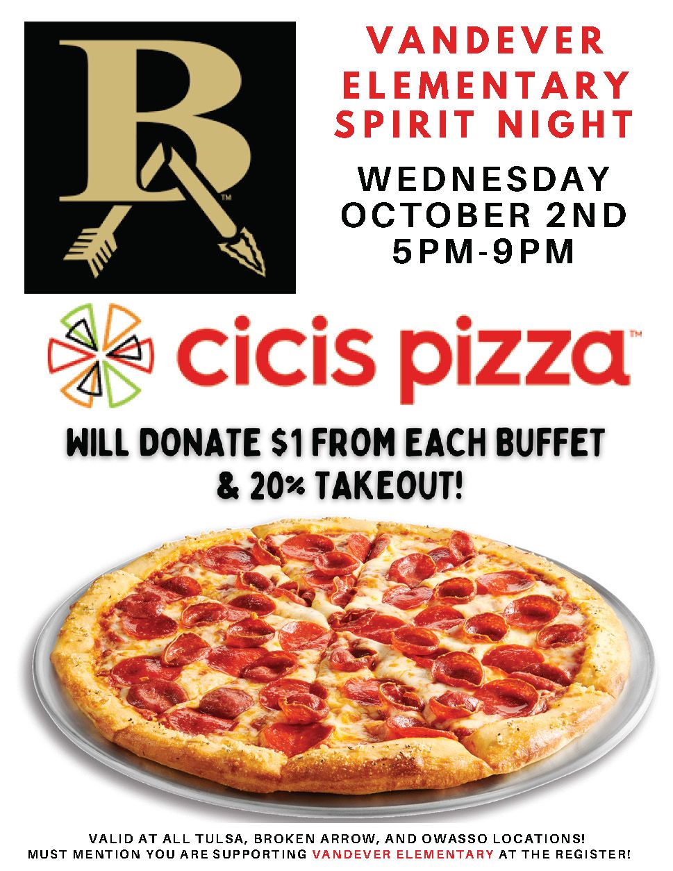 Vandever Elementary's Cicis Spirit Night