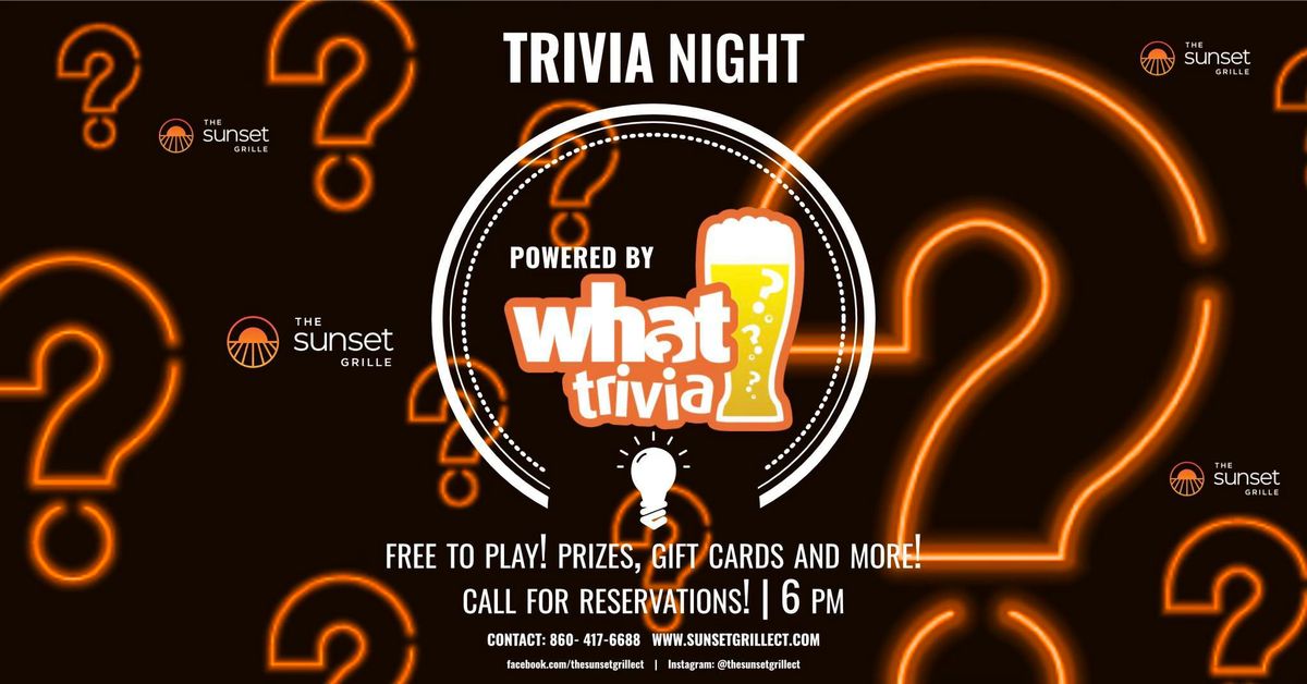 \ud83e\udde0 Trivia Night at Sunset Grille! \ud83e\udde0 4\/4 6PM