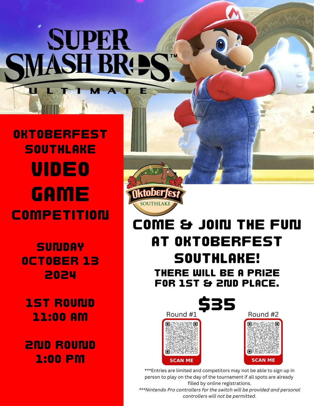 Oktoberfest Southlake Super Smash Bros Ultimate Video Competition