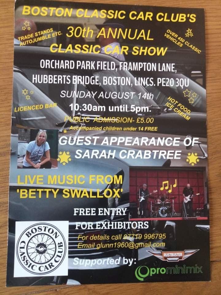 BOSTON CLASSIC CAR SHOW..., Orchard Holiday Park, Boston, 14 August 2022