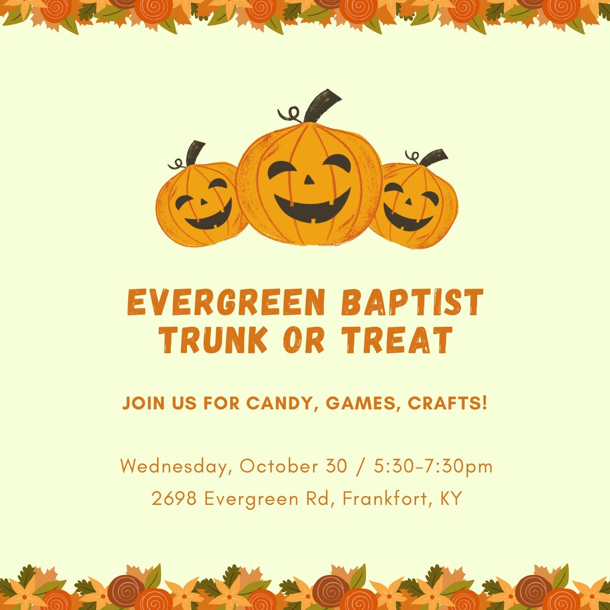 Evergreen Trunk or Treat