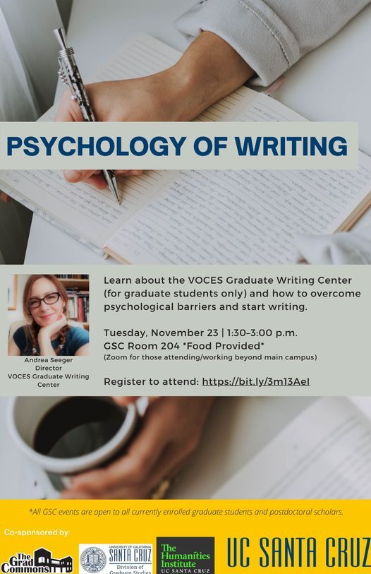 Psychology of Writing, UCSC Graduate Student Commons, Santa Cruz, 23