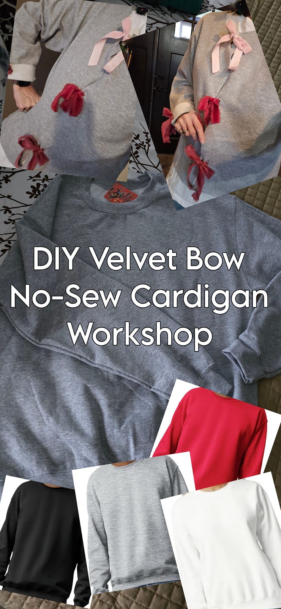 On Trend -DIY No Sew Velvet Bow Jersey Cardigan