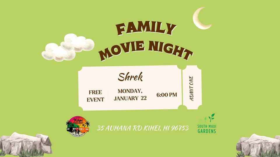 FREE Family Movie Night Featuring "Shrek", South Maui Gardens