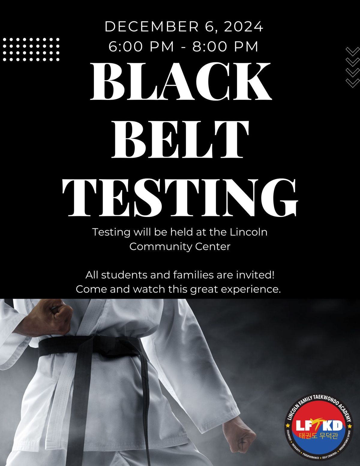 BLACK BELT TESTING