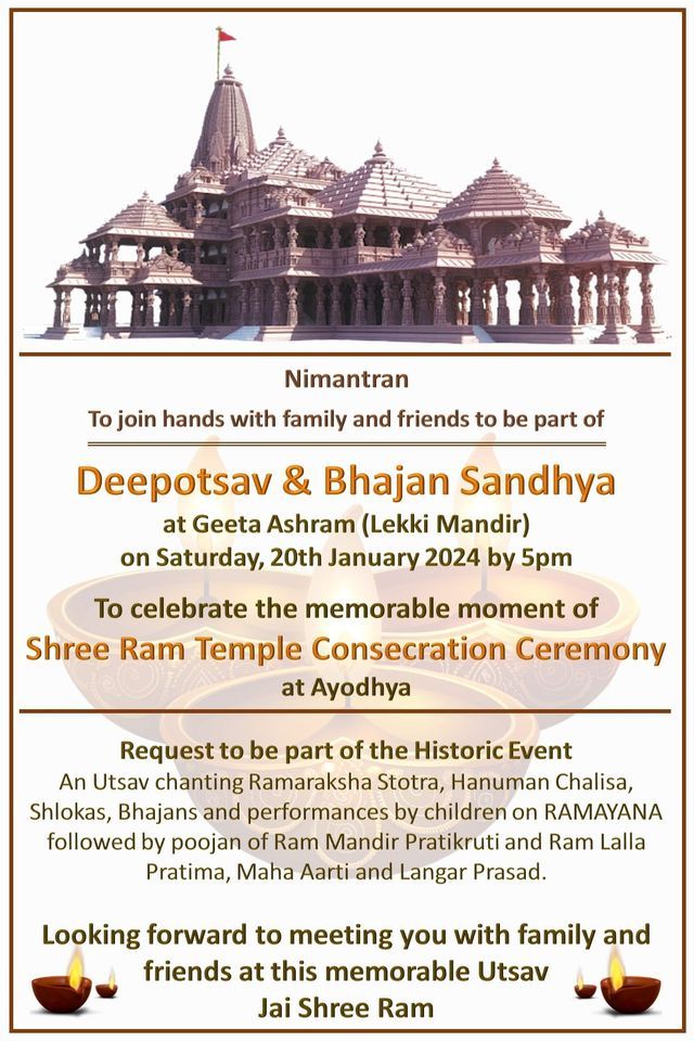 Deepotsav & Bhajan Sandhya (To celebrate Shree Ram Mandir Ayodhya Consecration)