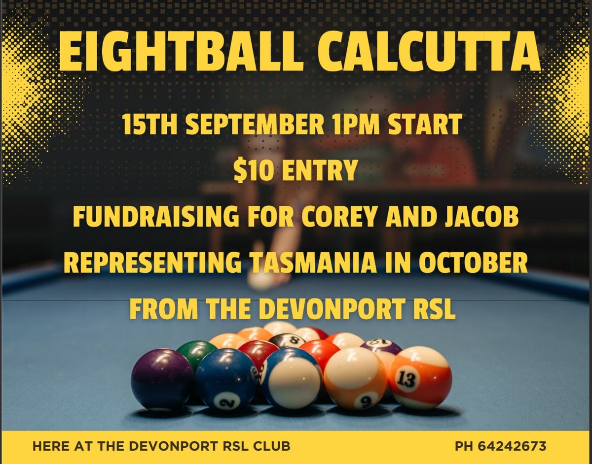 8 Ball Calcutta and BBQ @ Devonport RSL - $10 player entry