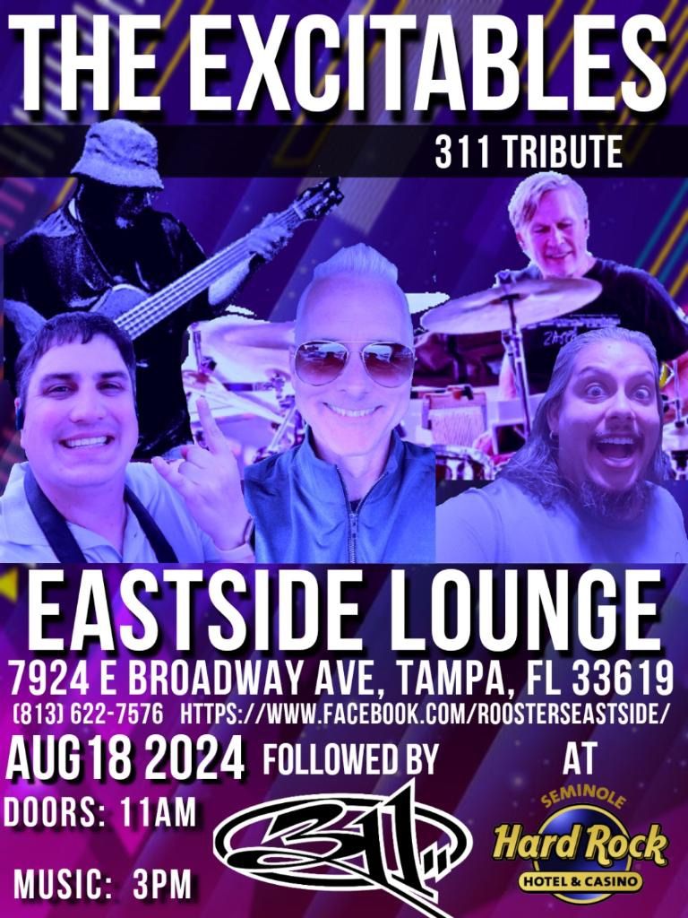 Excitables 311 Tribute preparty 5 minutes from 311 show at Seminole Hard Rock.