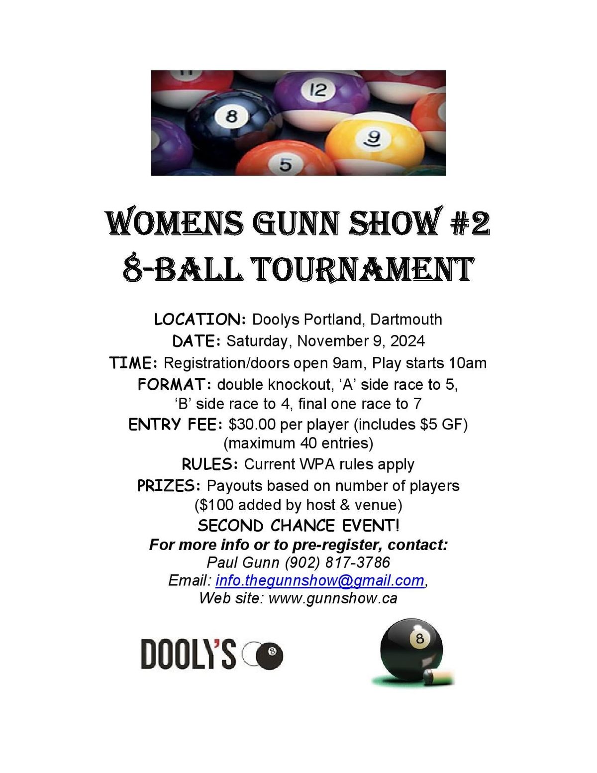 THE GUNN SHOW "WOMEN'S' 8-BALL POOL TOURNAMENT #2