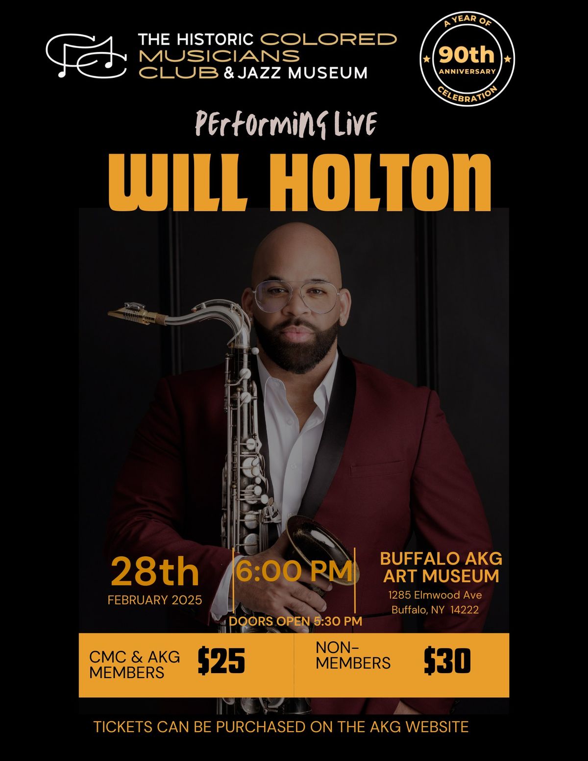 The Historic Colored Musicians Club presents Will Holton PERFORMING LIVE @ the AKG