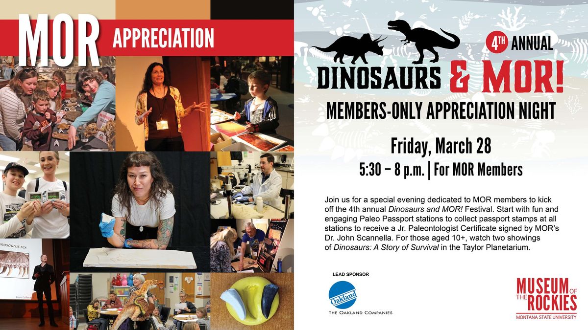 4th Annual Dinosaurs and MOR! Member-only Event Kick-off