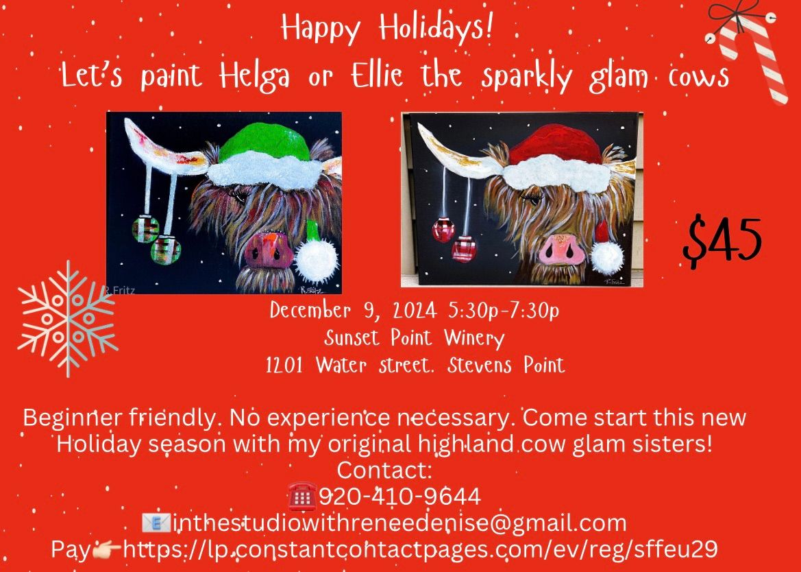 Let\u2019s paint Helga or Ellie my original sparkly glam cows!