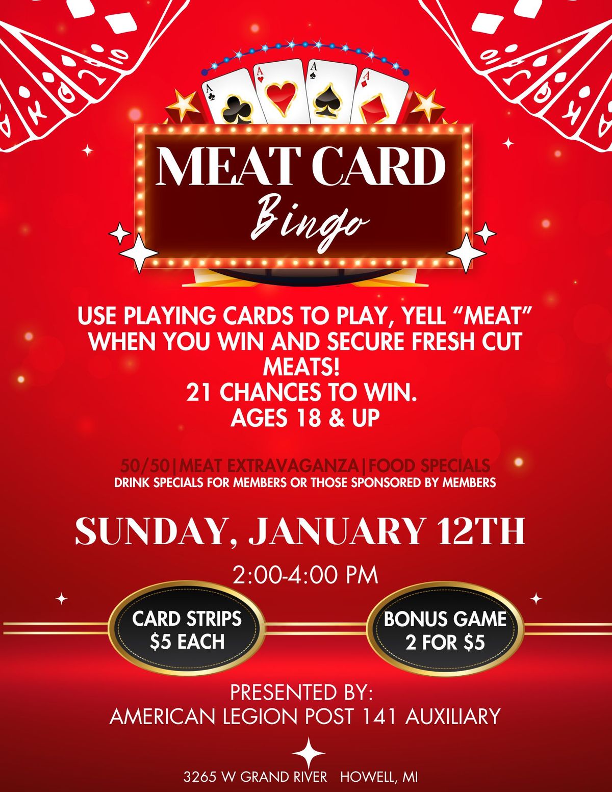 January Meat Card Bingo