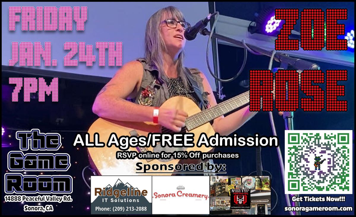 GAMES AND GROOVES: Live Music \u2013 Zoe Rose